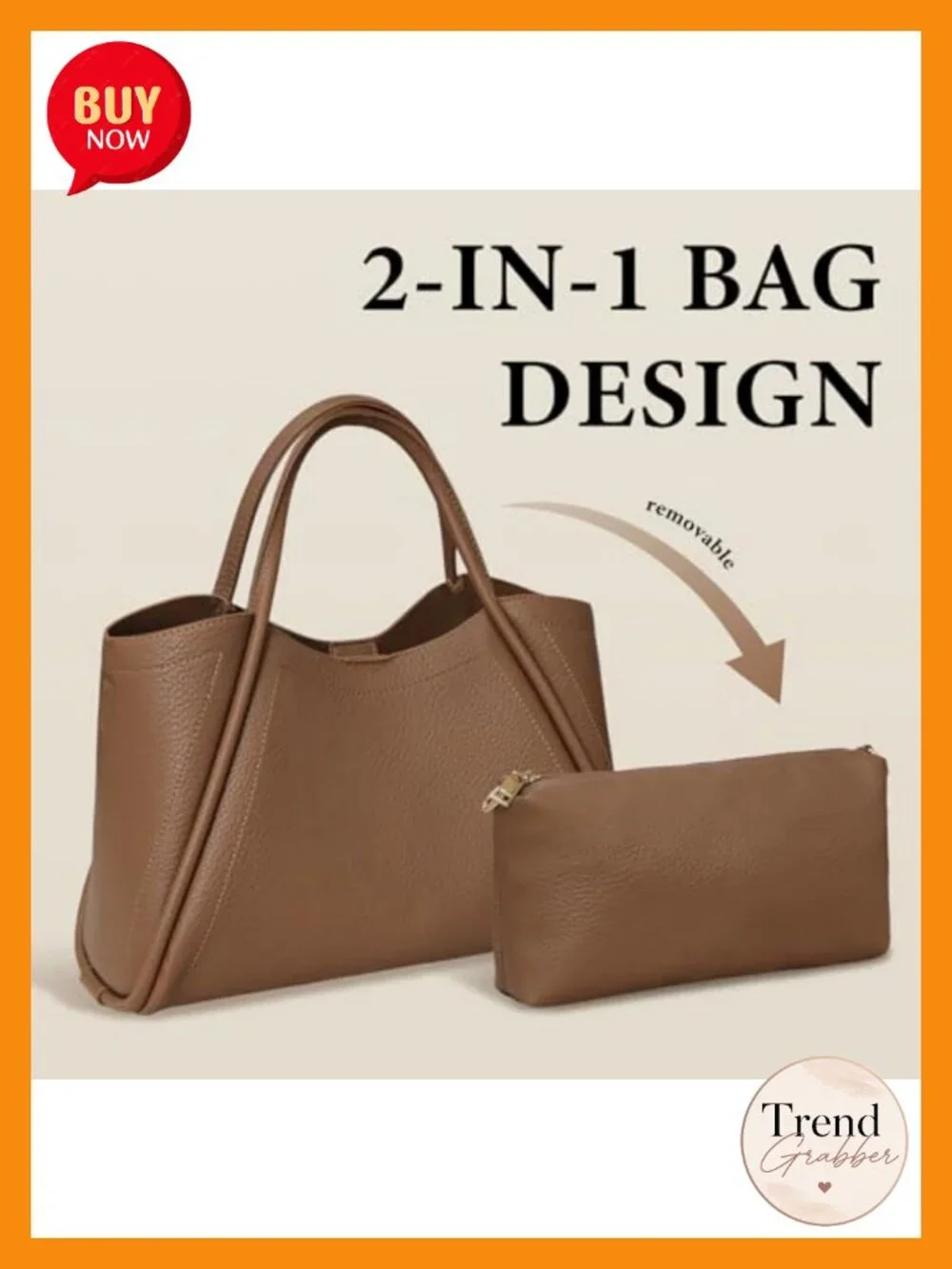 Faux Leather Satchel Crossbody Shoulder Bag with Adjustable Strap & Inner Pouch